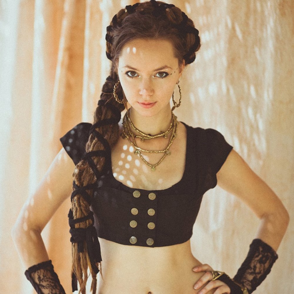 Linen Crop Top Vest - Burning Man - Timjan Design